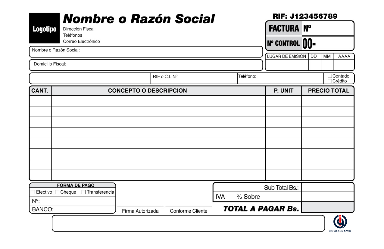 Carta Factura Formato